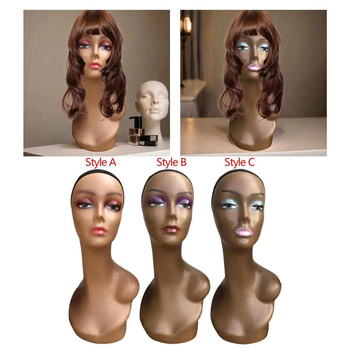 Female Mannequin Head with Shoulders 48cm – Wig & Display