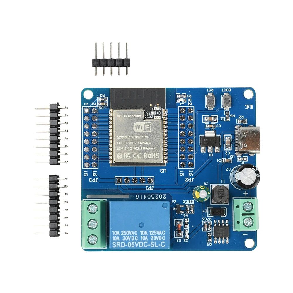 ESP32-C6 Wi-Fi 6 Bluetooth Relay Dev Board | Type-C DC 7-60V