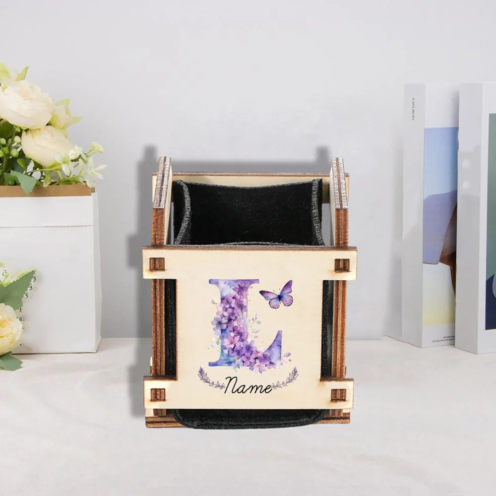 Personalized Mini Wooden Succulent Planter Pot – Custom Name