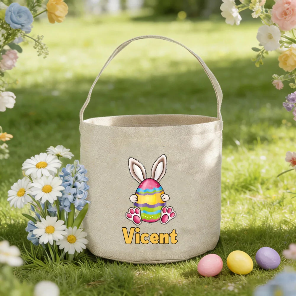 Personalized Easter Basket Bunny Name Bag for Kids