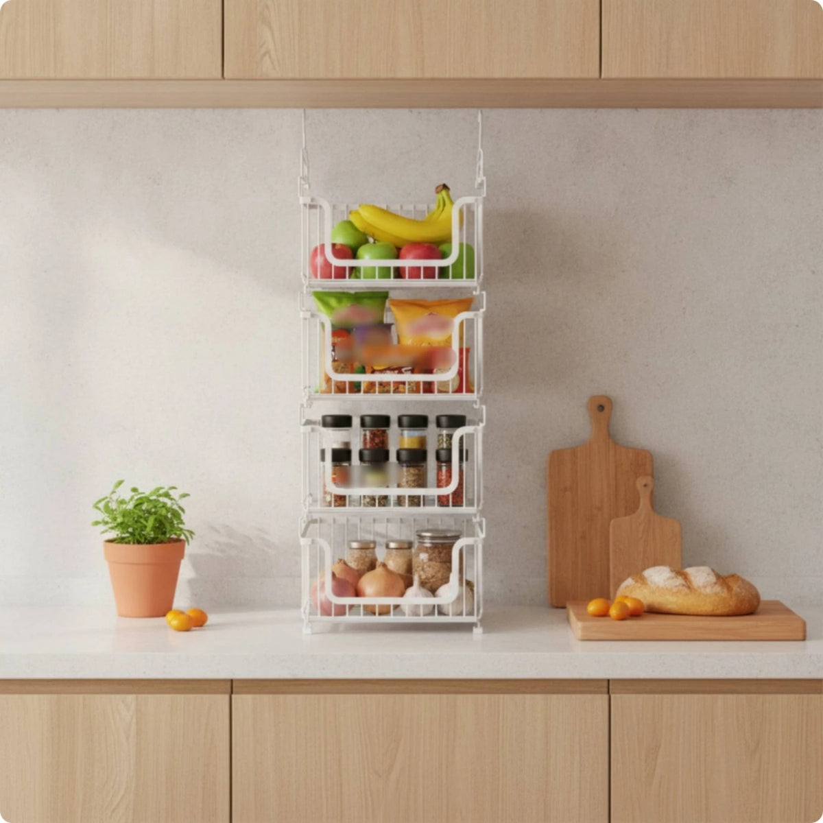 Under Shelf Basket – Stackable Wire Hanging Kitchen Organizer