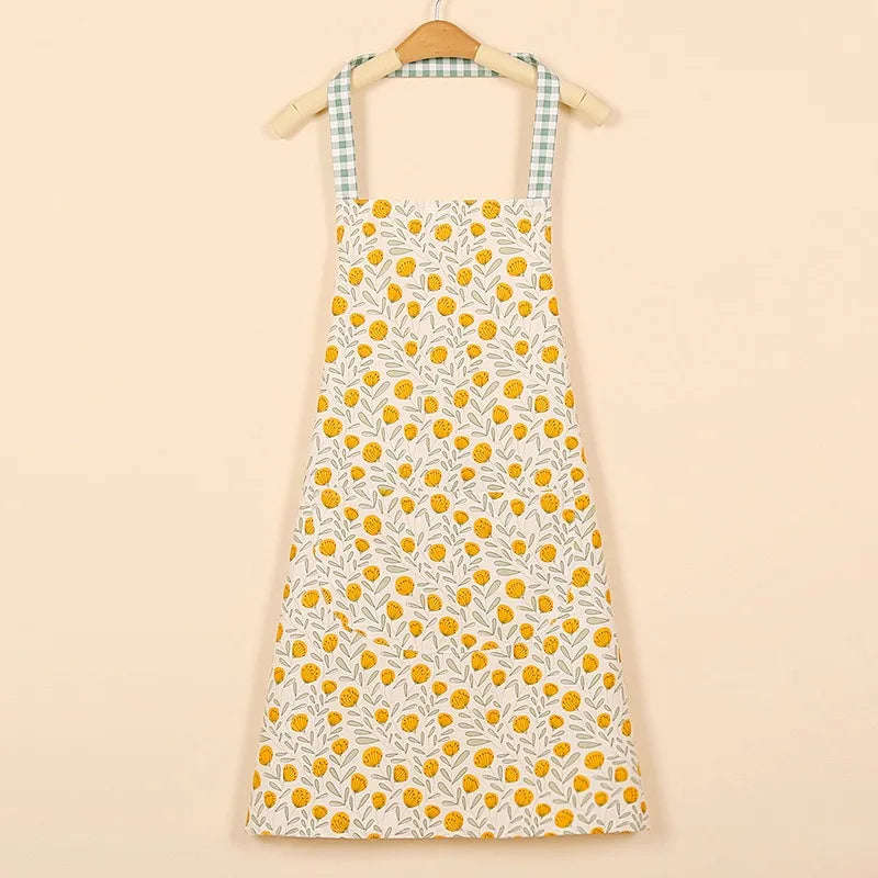 Floral Pure Cotton Kitchen Apron – Soft, Breathable Adult Bib