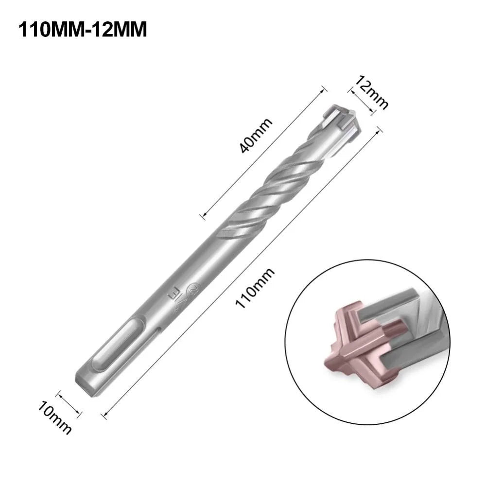 SDS Plus Concrete Drill Bit – 4 Cutter Cross Tip, 5–12mm