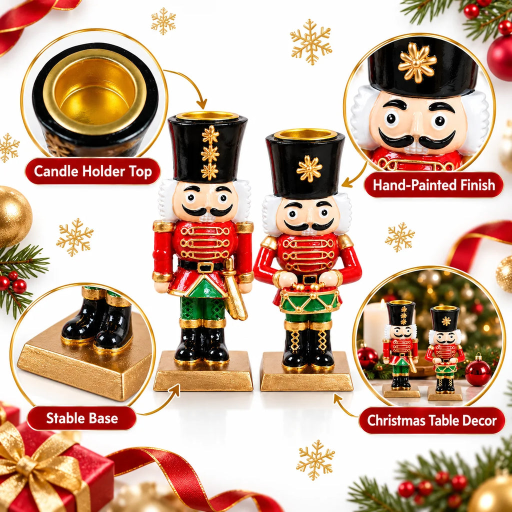 Christmas Nutcracker Candle Holder Resin Soldier Figurine