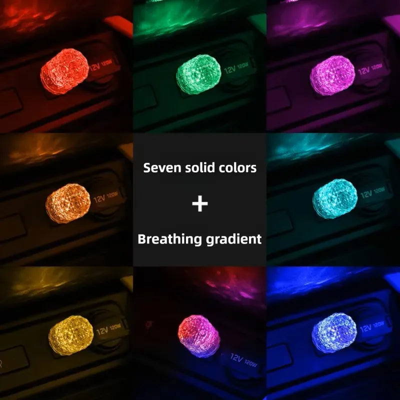 USB Car LED Atmosphere Light – 7 Colors & Gradient Touch Control