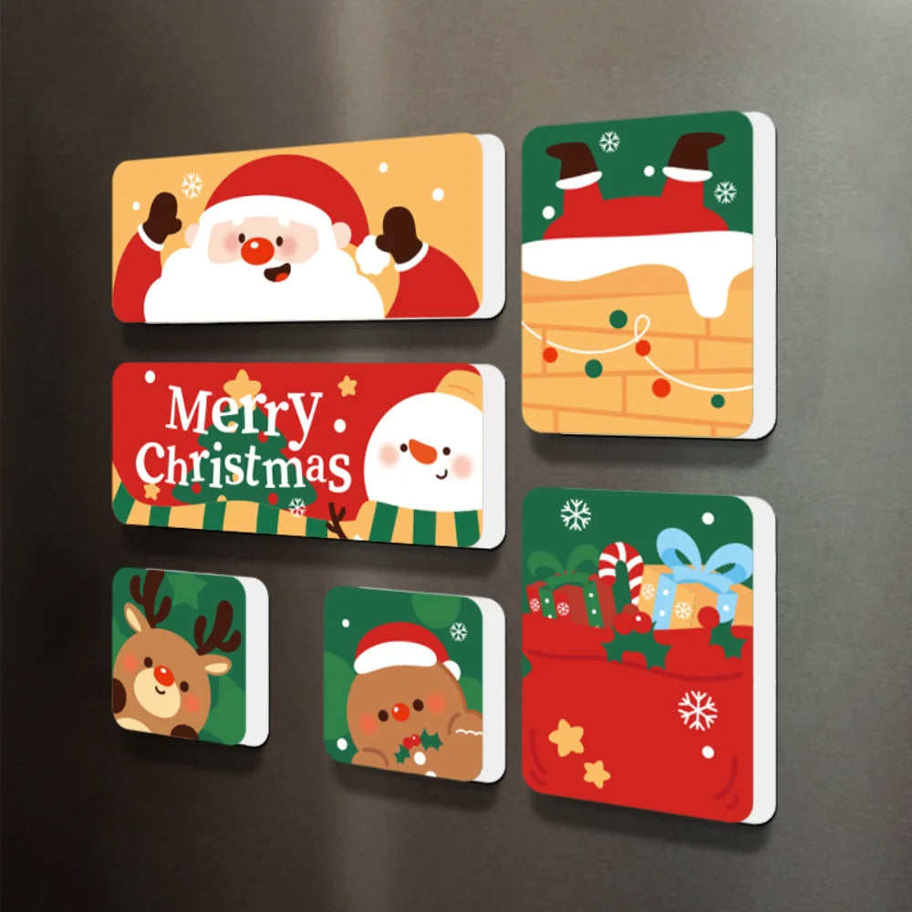 Christmas Magnetic Fridge Stickers – Santa Holiday Decor Set