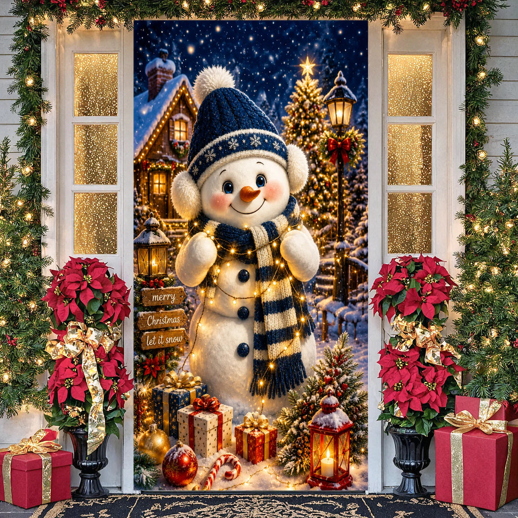 Winter Snowman Christmas Backdrop Banner 180x90cm Holiday