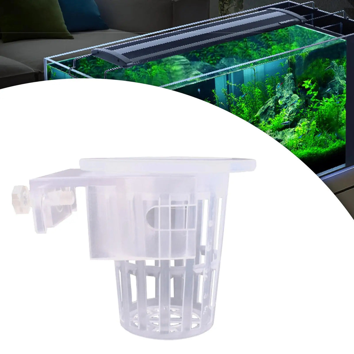 2-Pack Clear Hanging Aquarium Plant Holder | Aquascaping Pot