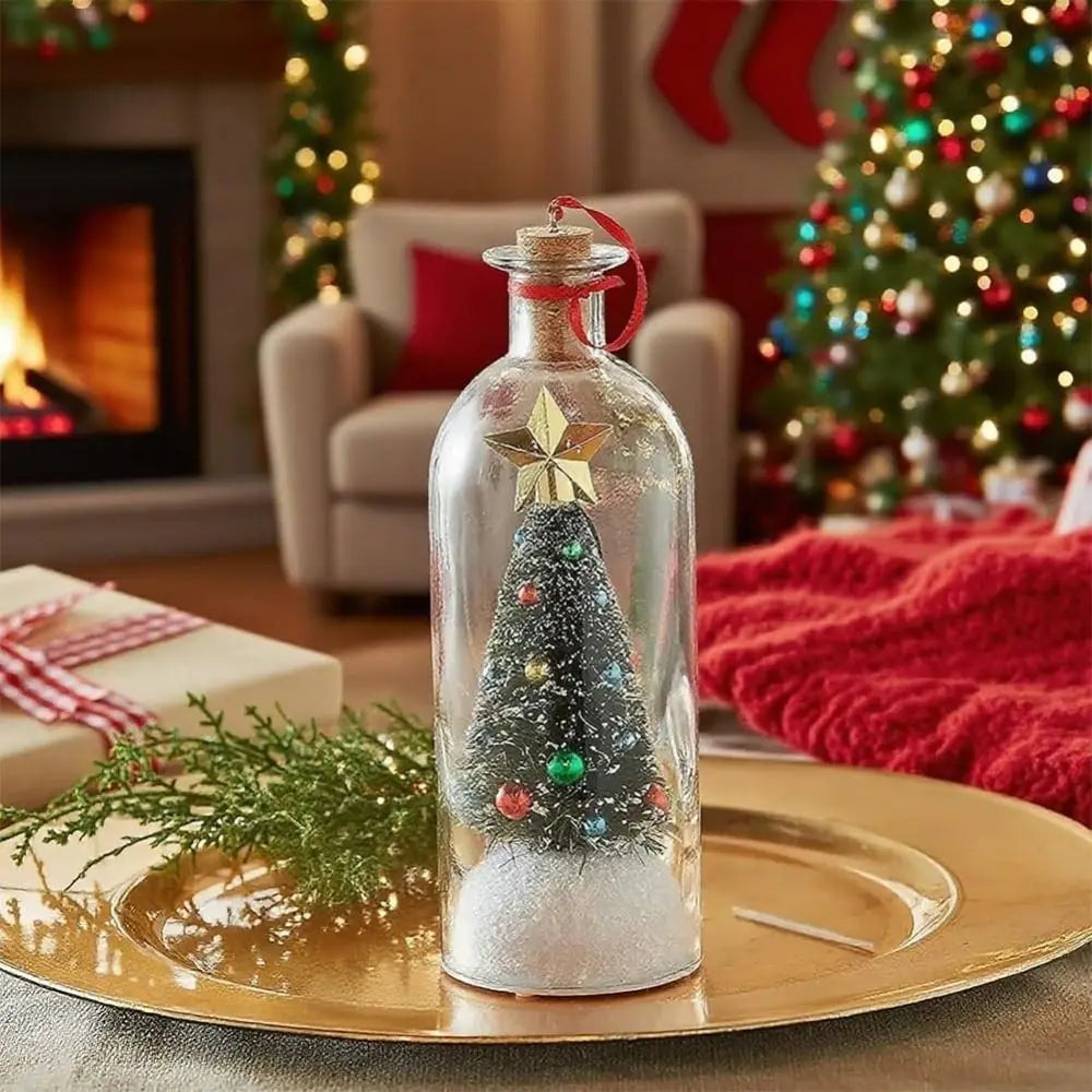 Recordable Christmas Tree Message Bottle – Snowy Scene Ornament
