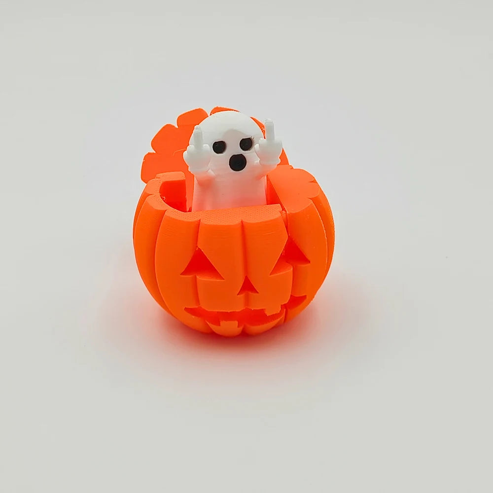 Halloween Pumpkin Ghost 3D Printed Figurine | Desktop Decor