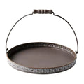 Antique Round Metal Serving Tray with Handles | Rustic Décor