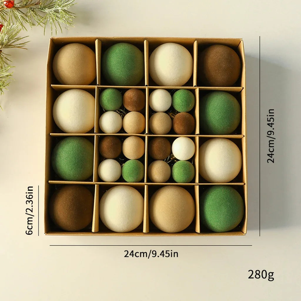 Velvet Flocked Christmas Ball Ornament Set | Tree & Mantel