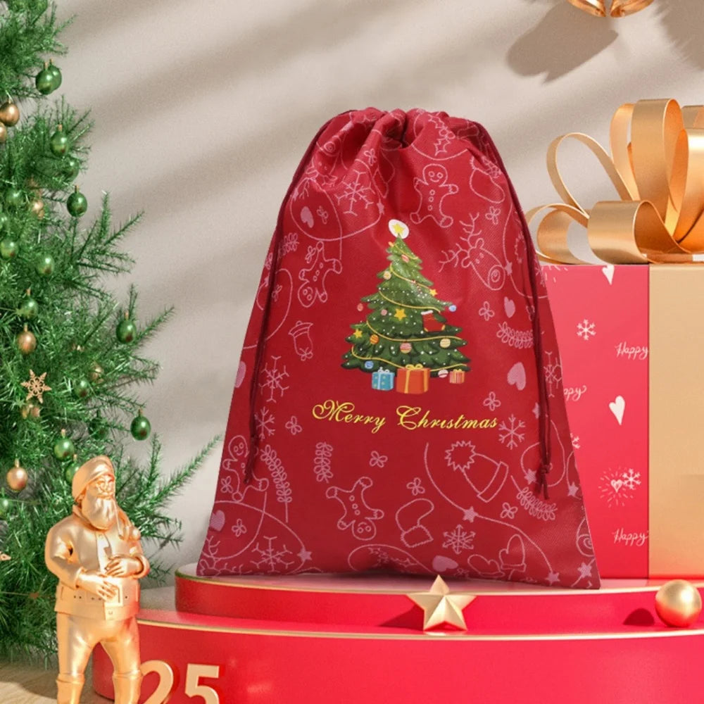 Reusable Christmas Drawstring Gift Bag | Non-Woven Xmas Party