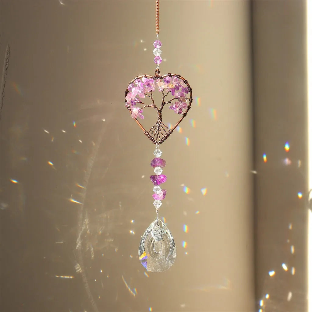 Copper Frame Crystal Chip Suncatcher Hanging Ornament