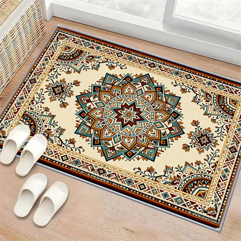 RAKKS Moroccan Crystal Velvet Rug | Boho Low-Pile Area Carpet