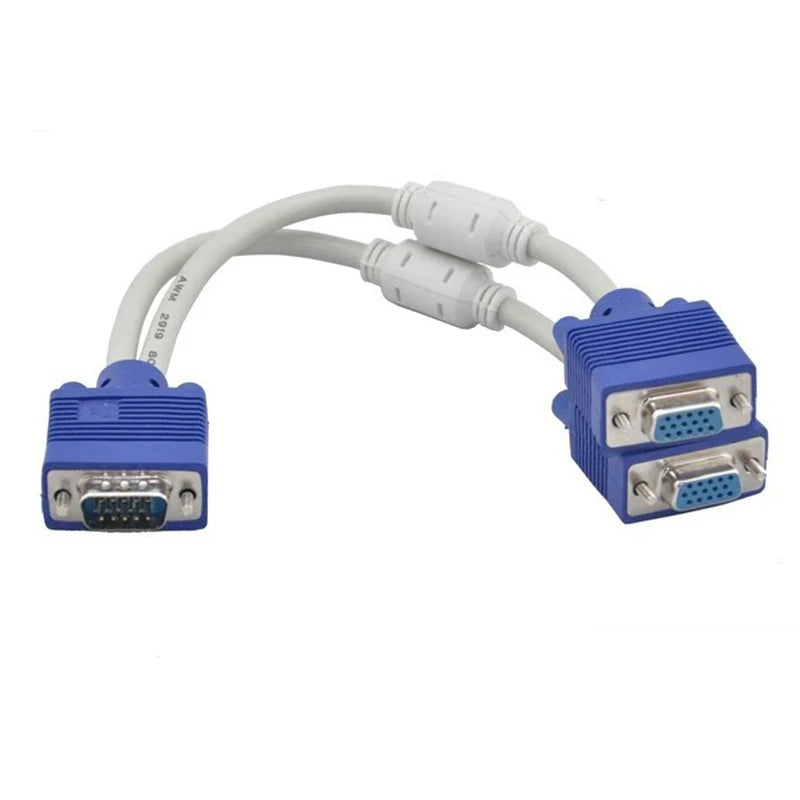 VGA Splitter Cable 1 Male to 2 Female HD15 Dual Monitor Adapter