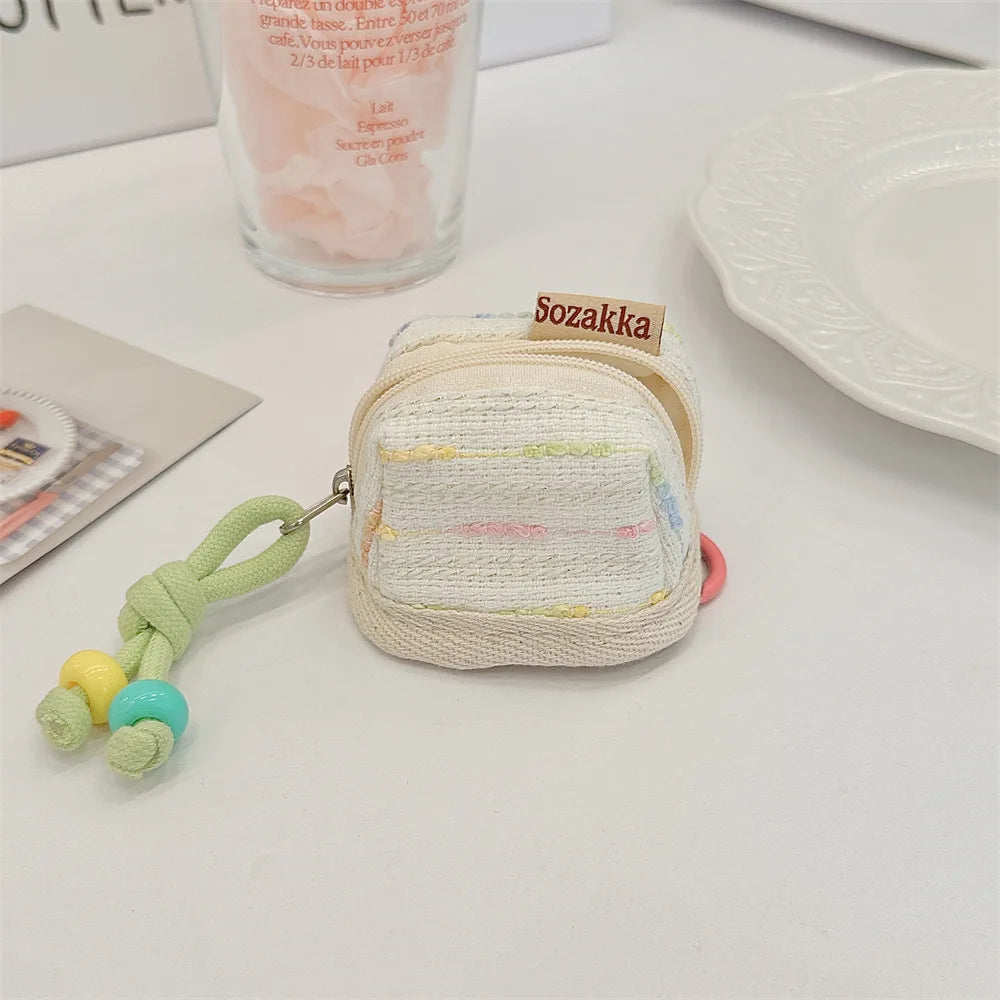 Cute Tweed AirPods Case – Soft Fabric Earbuds Storage Pouch