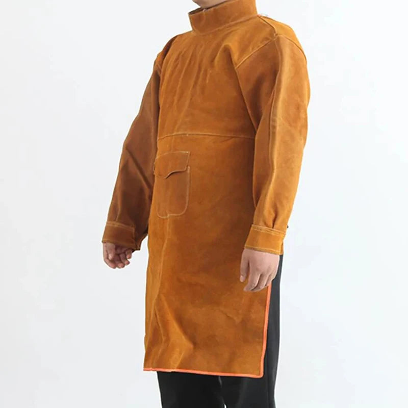 Cowhide Leather Welding Jacket 105cm – Flame-Resistant Coat
