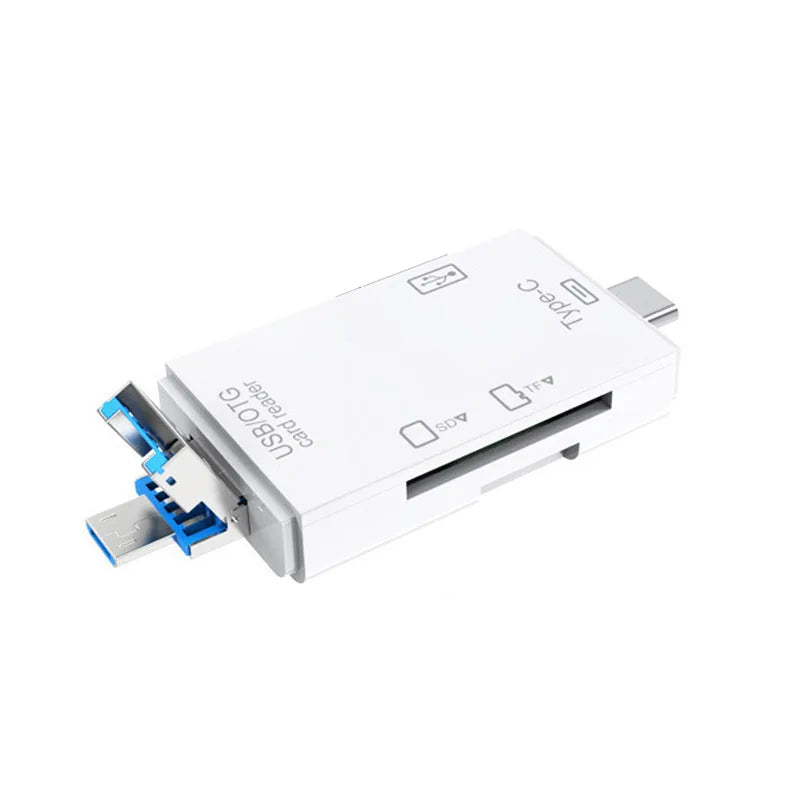 6-in-1 Type-C USB Card Reader – SD, TF, OTG Hub Adapter