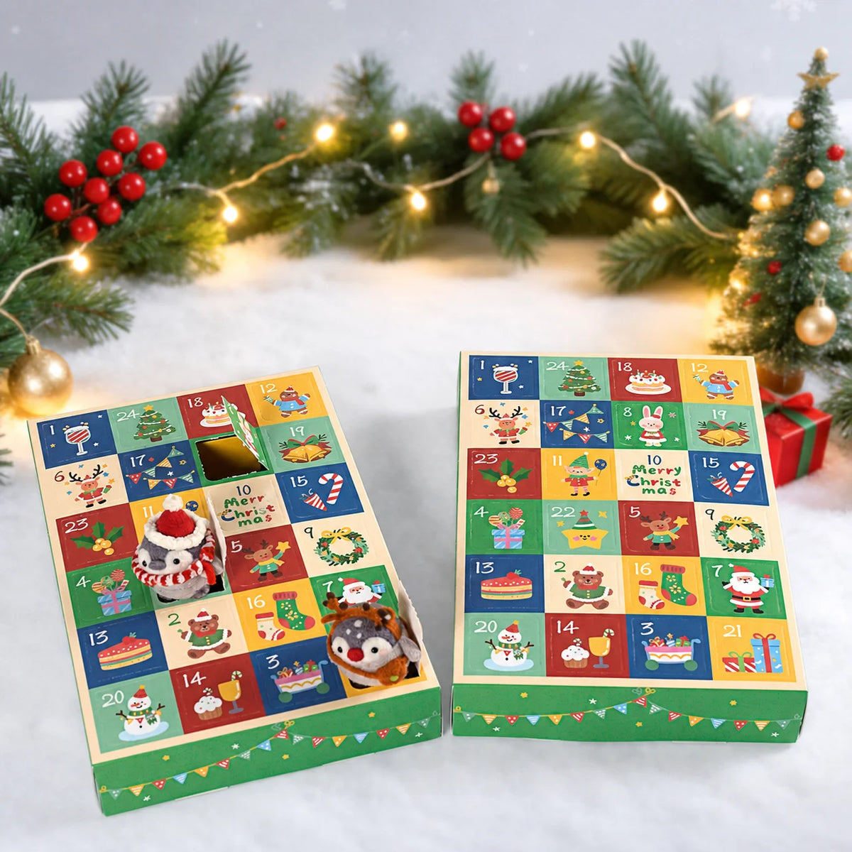 Christmas Advent Calendar Punch Box 24-Grid 5-Pack