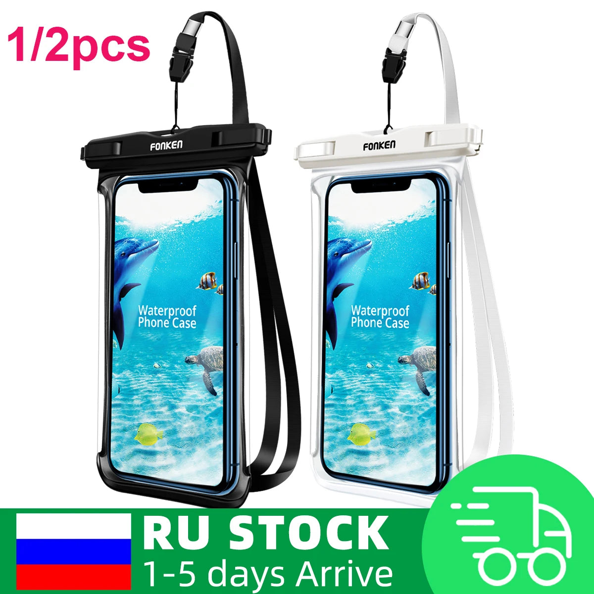 2-Pack Waterproof Phone Pouch Dry Bag – Universal Swim Case