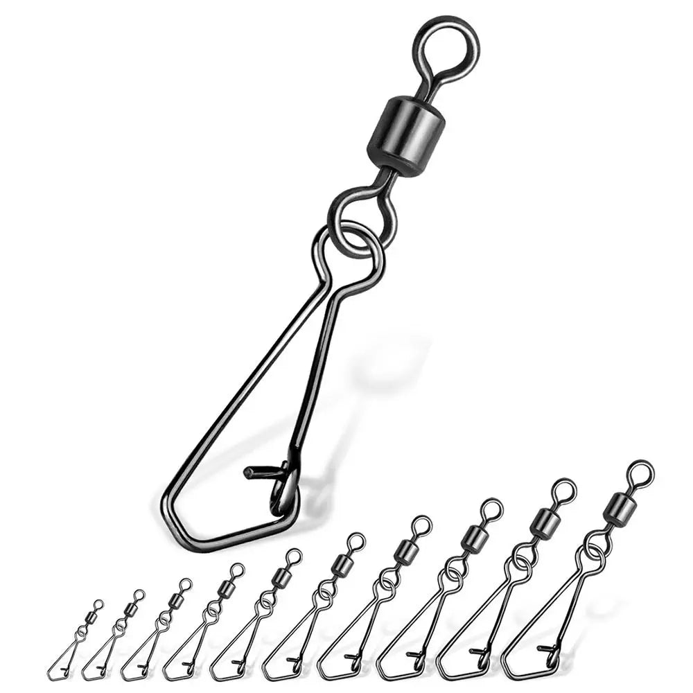 Stainless Steel Rolling Swivel Snaps – 50pcs Fishing Connectors