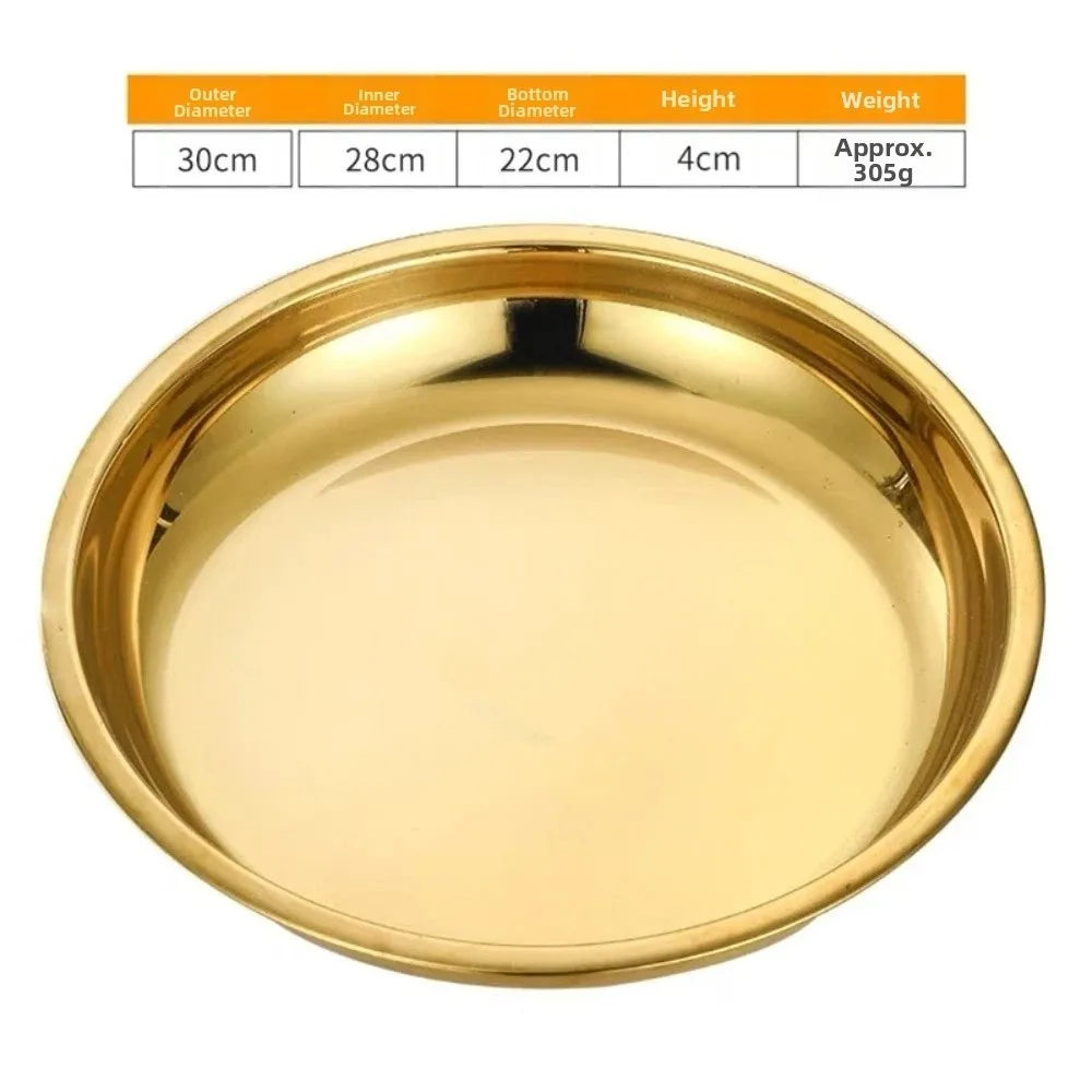 Stainless Steel Round Shallow Tray | Rustproof Camping Plate