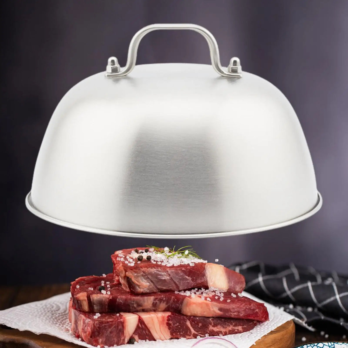 Stainless Steel Burger Dome Lid | BBQ Griddle Basting Cover