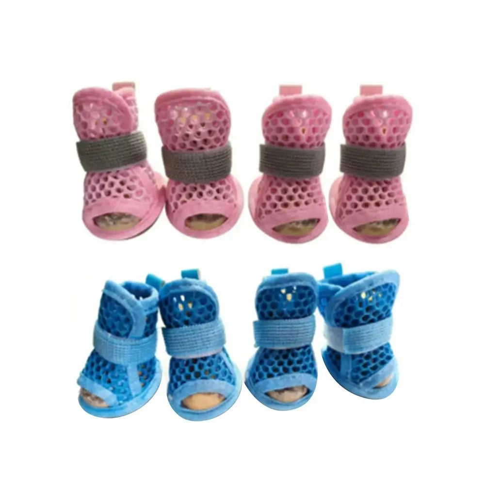 4-Pack Mesh Dog Shoes – Breathable Non-Slip Summer Boots