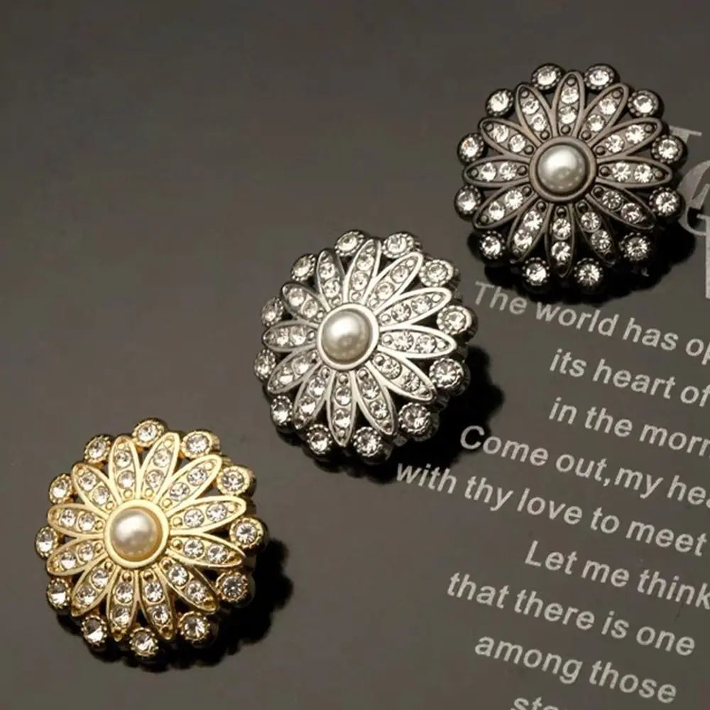 10-Piece Rhinestone Pearl Shank Buttons for DIY Sewing