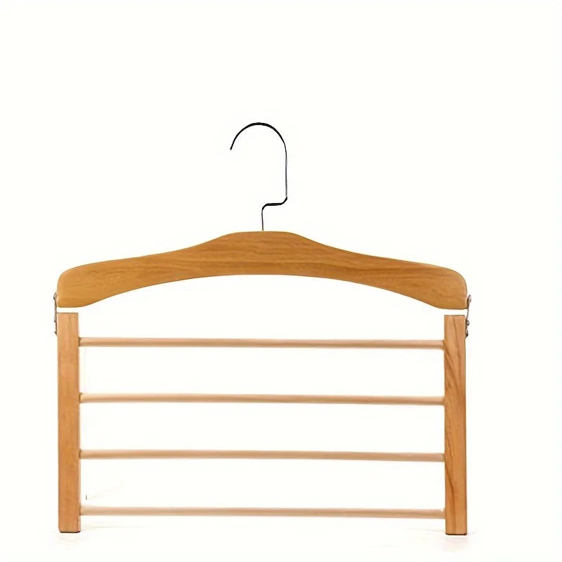 Solid Wood Multi-Tier Trouser & Coat Rack | Flocked Storage