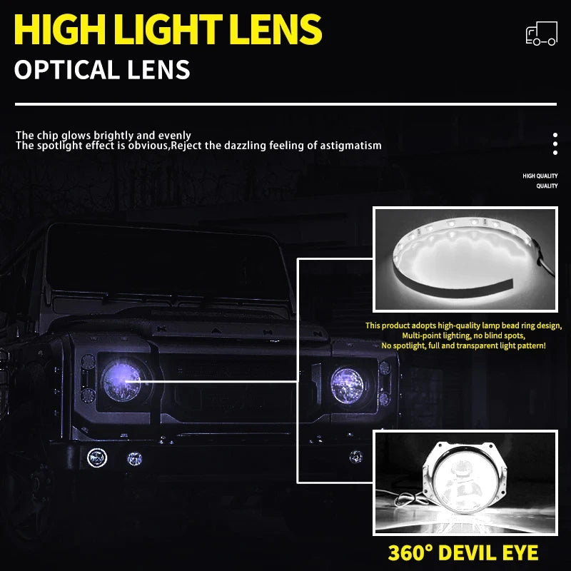 LED Devil Eyes DRL Module – Projector Lens Retrofit, 6 Colors