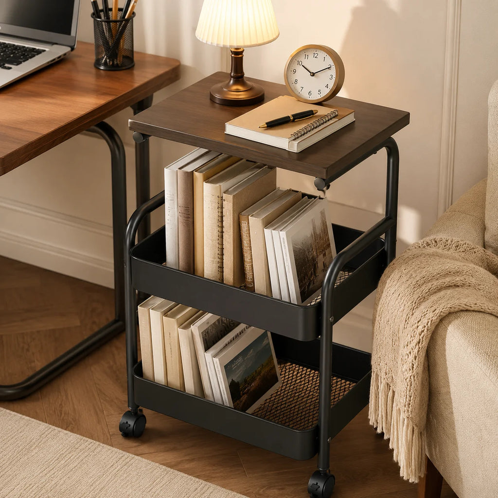 Multi-Layer Bedside Storage Shelf & Mobile Organizer Rack