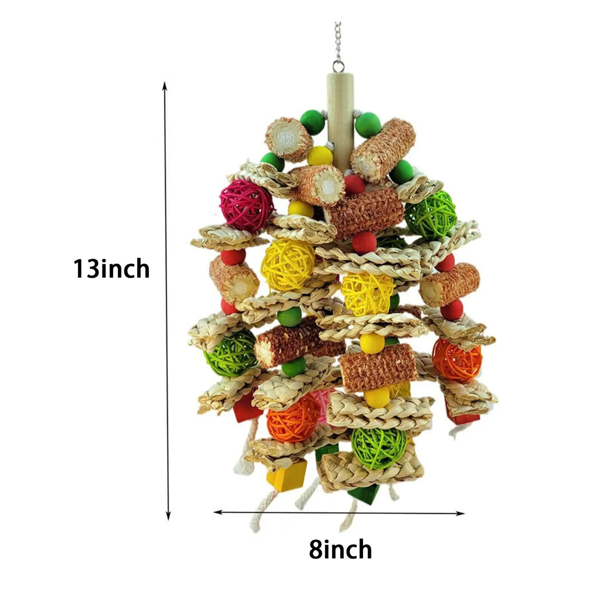 Wooden Parrot Chewing Toy – Cage Hanging Perch & Platform