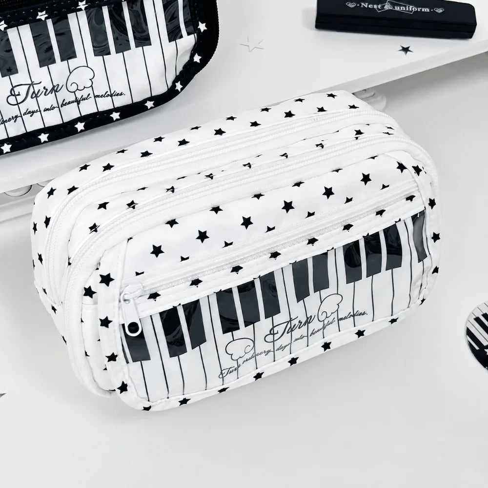 Star Piano Keyboard Pencil Case – Large Capacity Stationery Bag