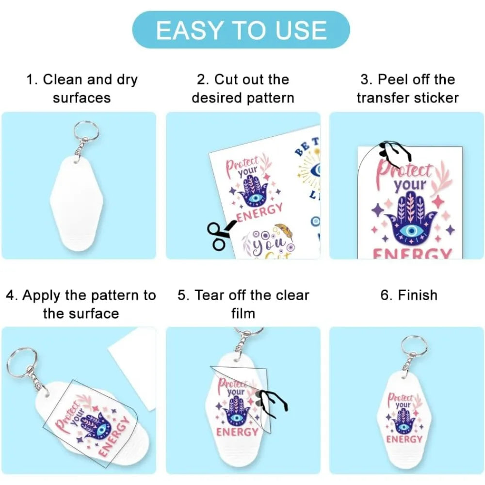 UV DTF Evil Eye Transfer Stickers – 10 Sheets, 100pcs Decals