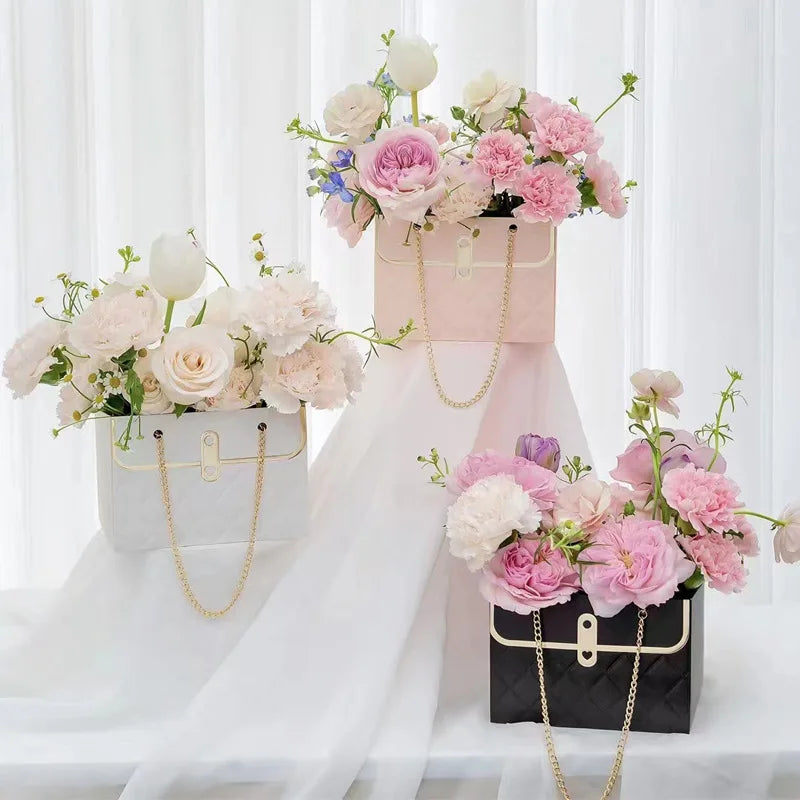 Foldable Flower Tote Gift Box Bag – Rose Bouquet & Candy Pack