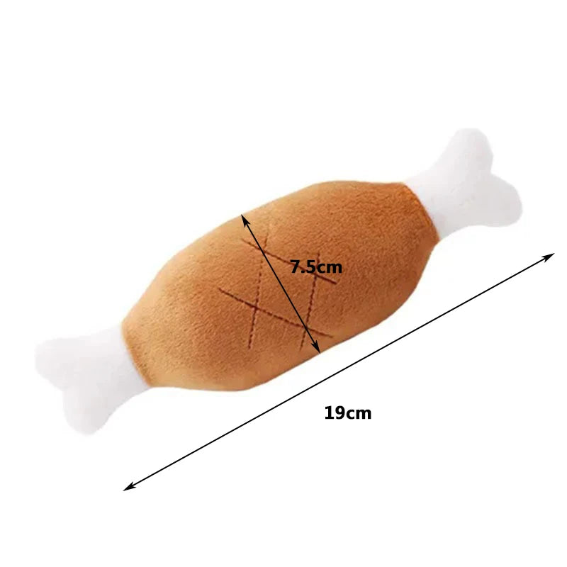 Interactive Plush Squeaky Dog Toy – Chicken Leg & Bone Shape