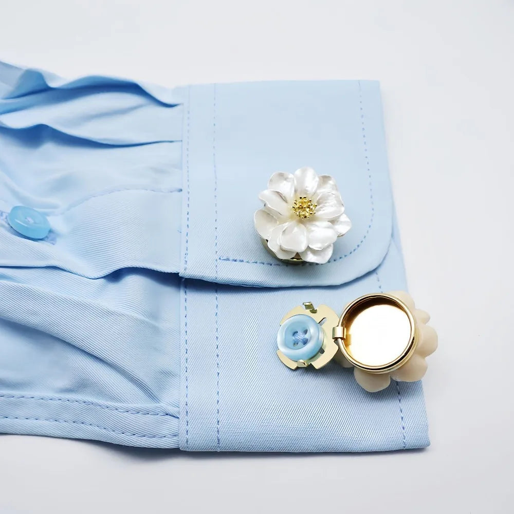 Pearlescent Gardenia Flower Button Covers – DIY Cuff Clips