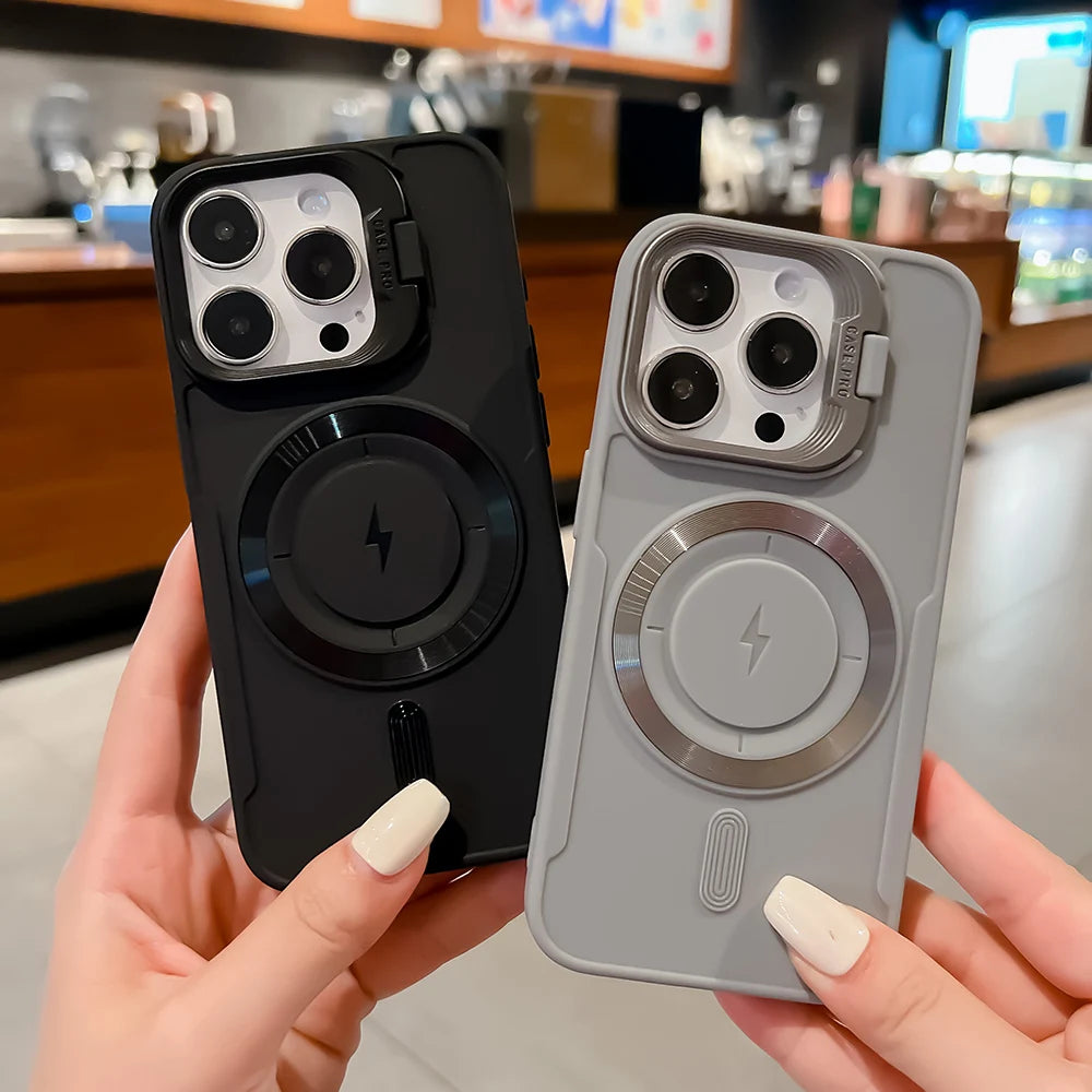 MagSafe iPhone Case Flip Lens Stand | Shockproof Bumper Cover
