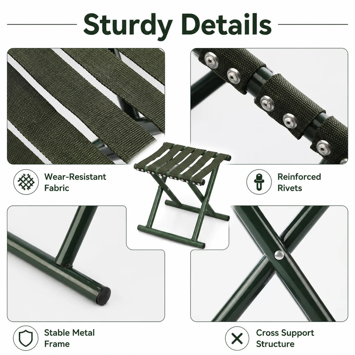 Portable Folding Fishing Stool – Widened Iron Frame for Adults