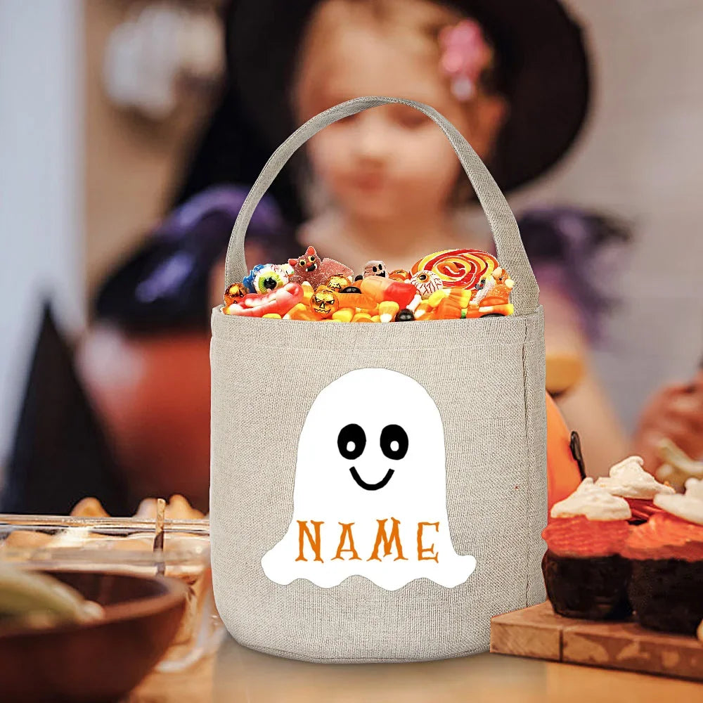 Personalised Halloween Trick or Treat Bag – Ghost Bat Tote