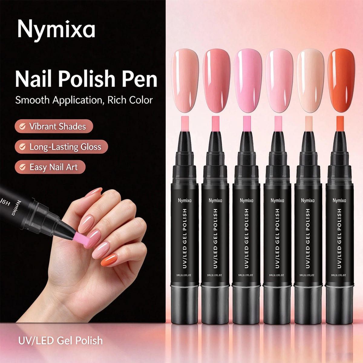 Nymixa 6-Color UV LED Nail Gel Pen Set – DIY Manicure Kit