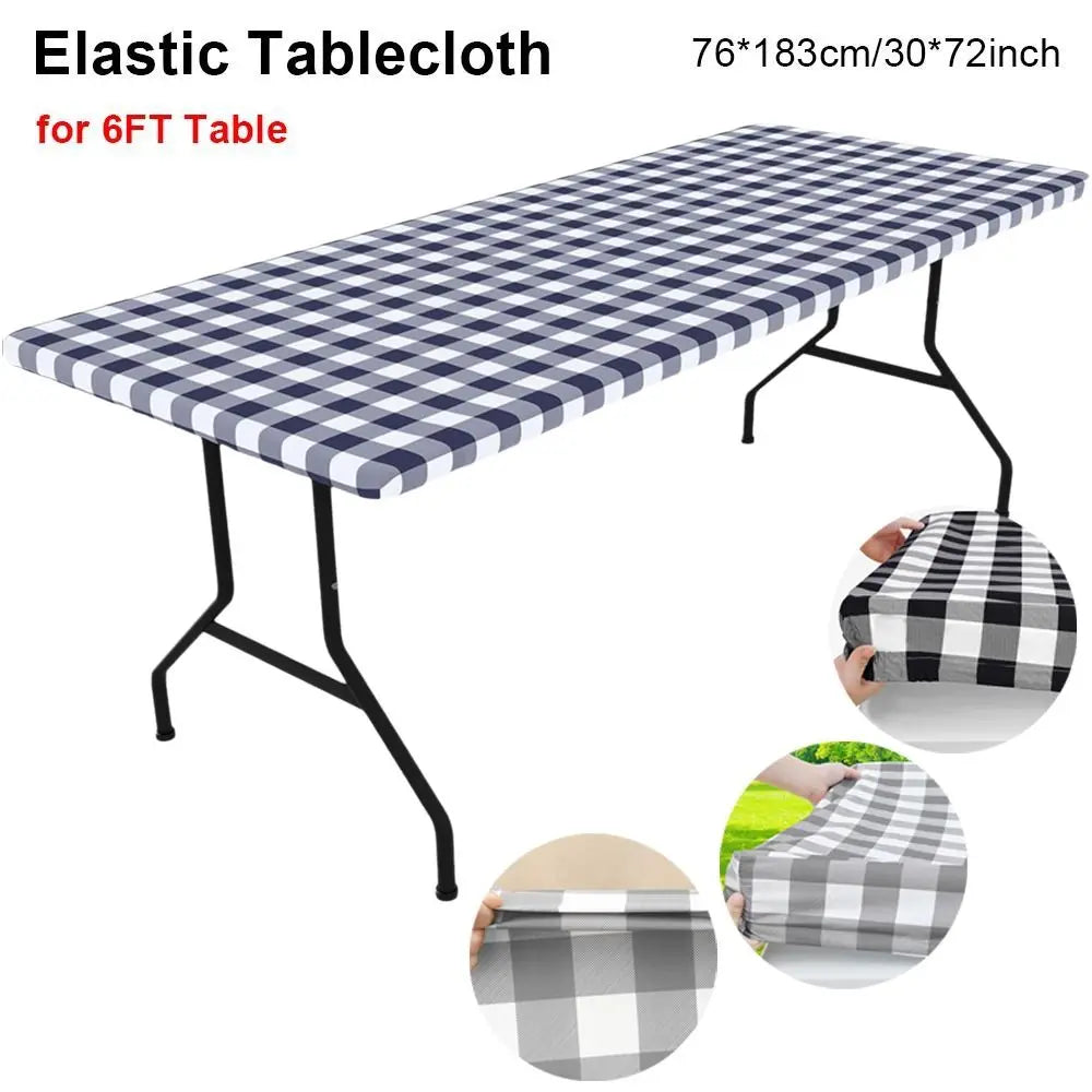 6FT Rectangle Spandex Tablecloth – Waterproof Stretch Cover