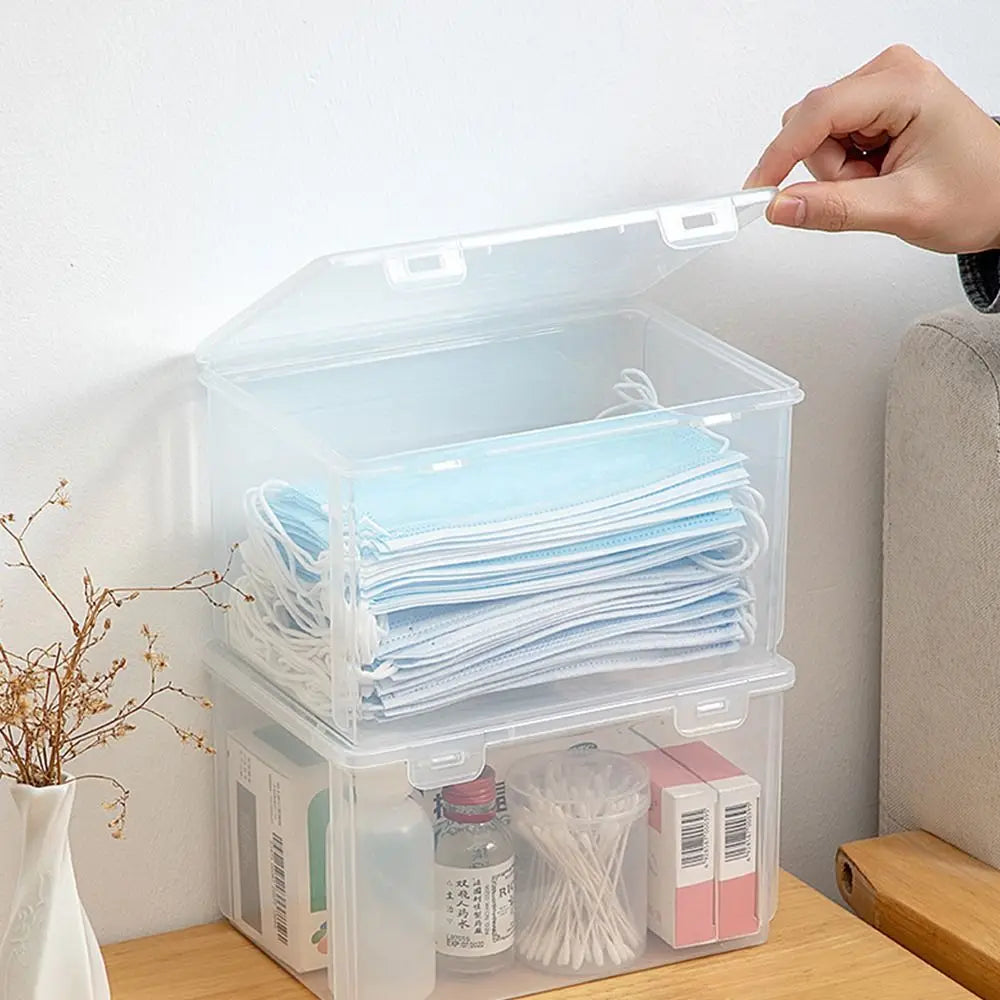 Transparent Plastic Flip Storage Box – Stackable Organizer
