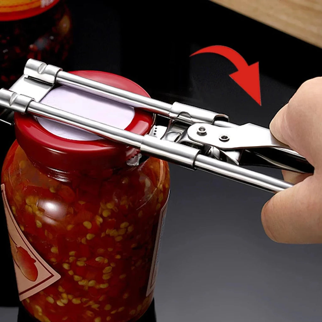 Adjustable Stainless Steel Multifunction Manual Jar & Bottle Opener