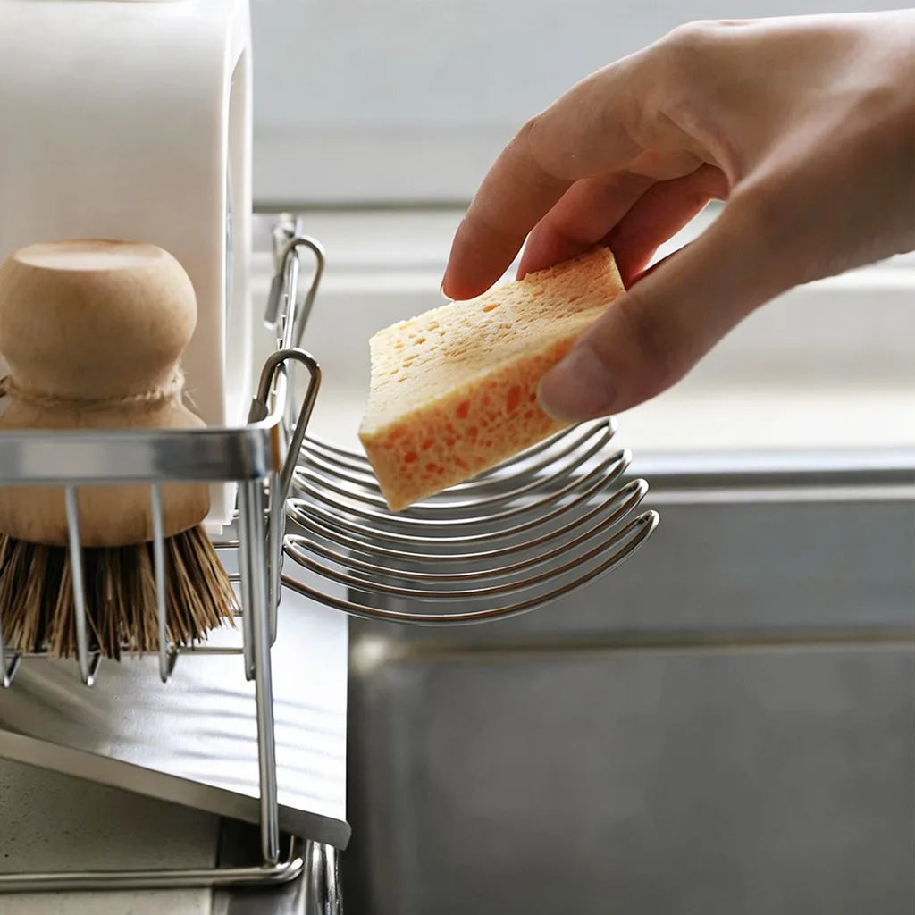 No-Drill Stainless Steel Sink Hanging Organizer & Draining Rack