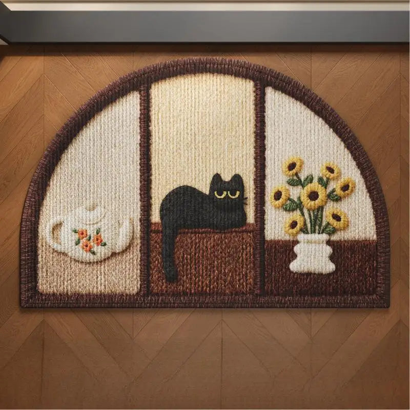 Semi-Circular Anti-Slip Bathroom Floor Mat | Knit Animal Style