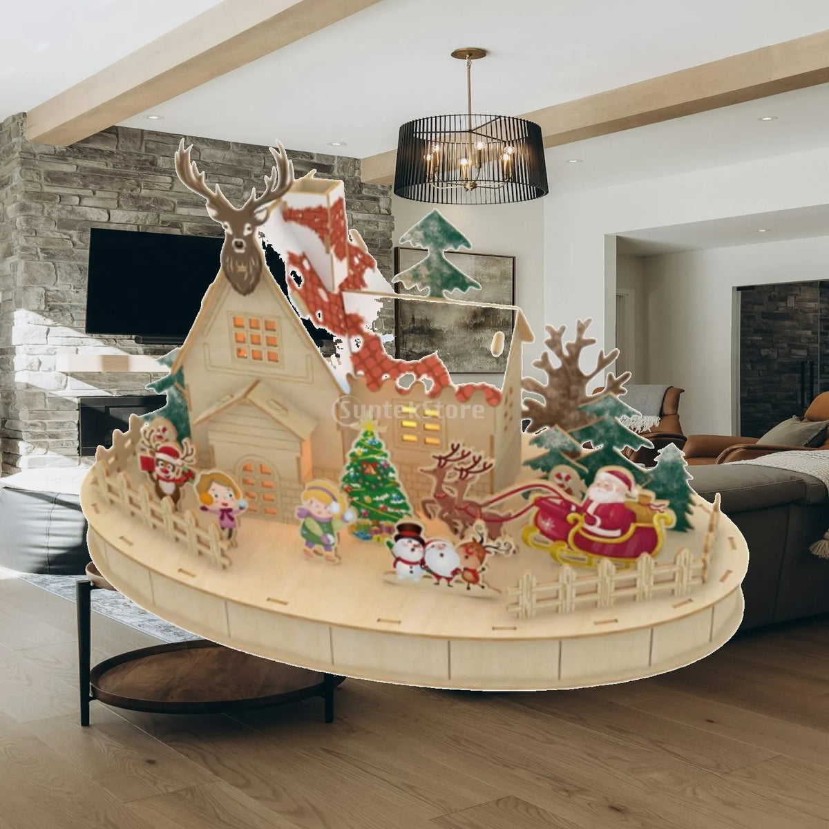 Wooden Christmas Cottage with LED Lights – DIY Holiday Decor
