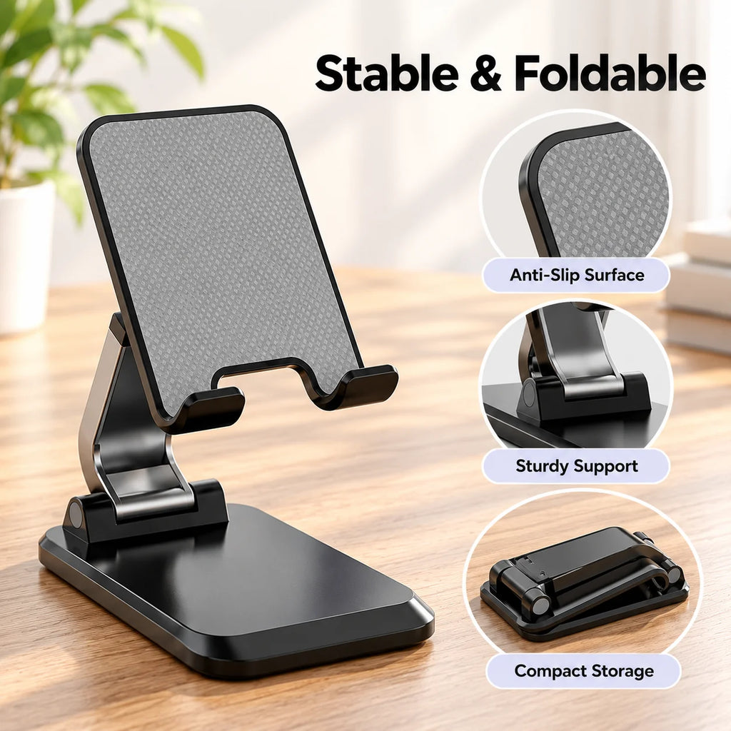Adjustable Foldable Phone Stand – Anti-Slip Desktop Holder